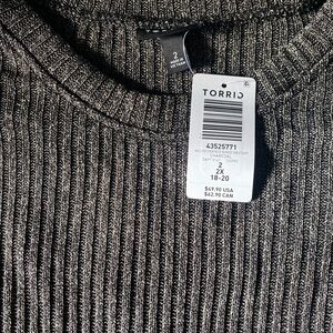 Torrid Charcoal Ribbed Crew Neck Sweater